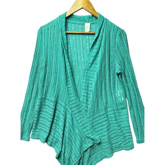 Jones New York Women’s Green Open Front Drape Cardigan Size M - Picture 3 of 10